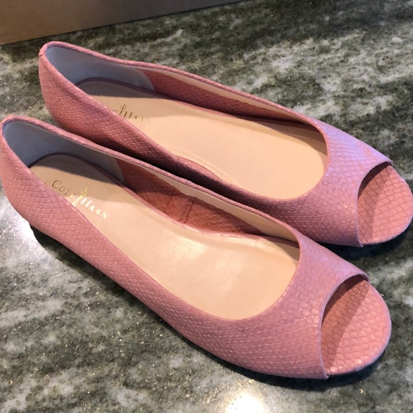 cole haan peep toe flats